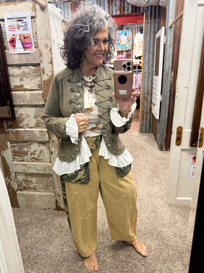 BlueVelvet Military Inspired Jacket - Military