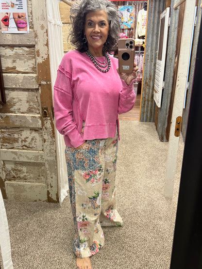 Hot Pink Vintage Washed Sweatshirt