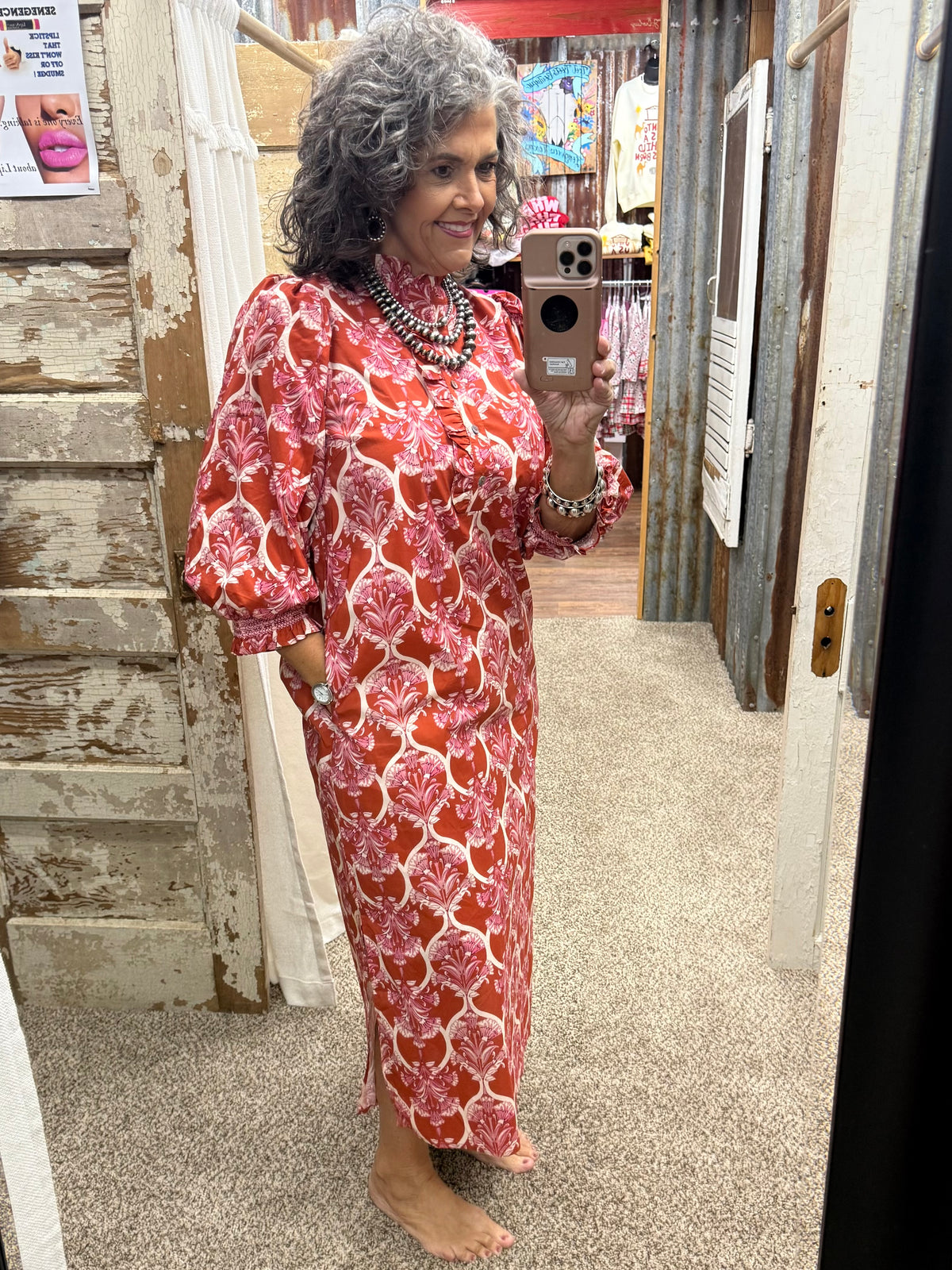 Entro Rust Midi Dress
