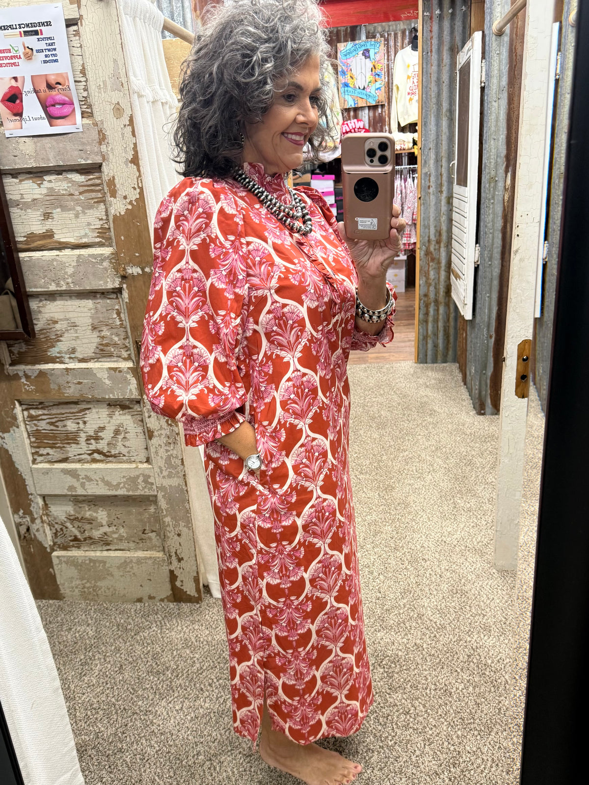 Entro Rust Midi Dress