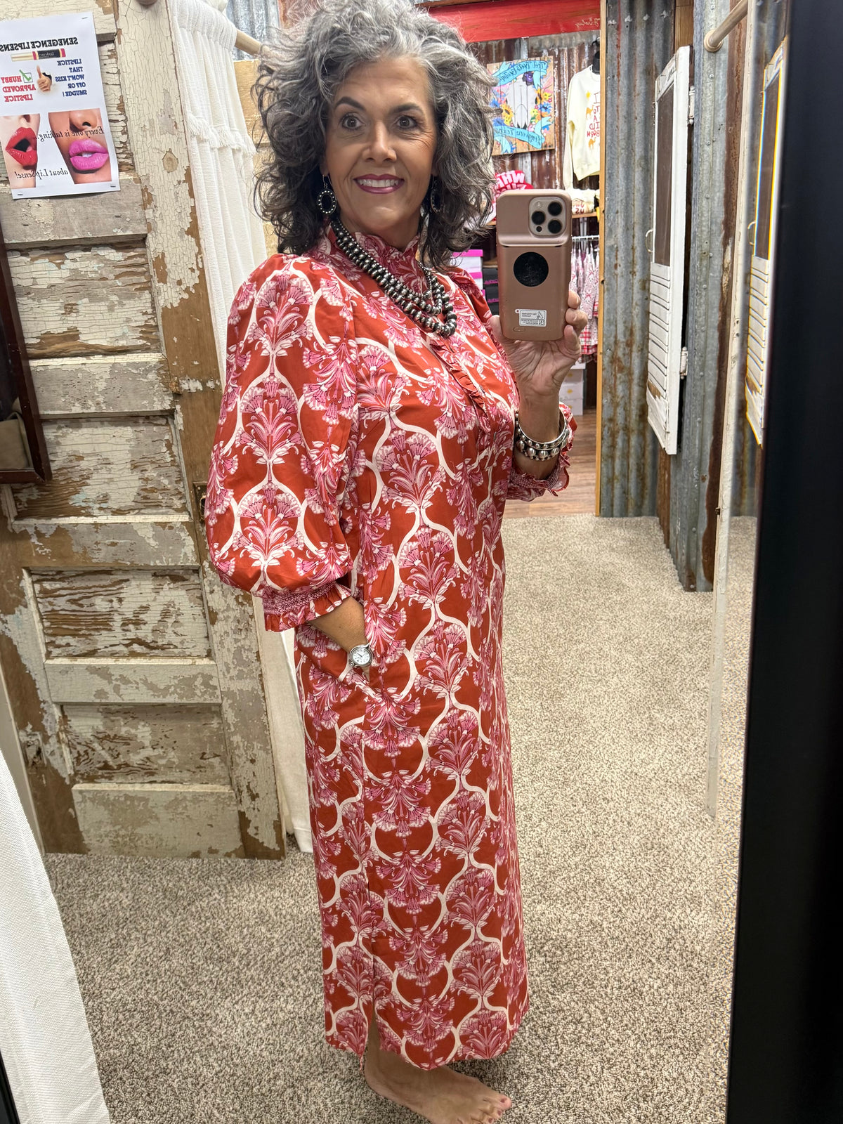 Entro Rust Midi Dress