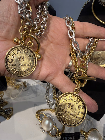 Parisian Luxe Two Tone Coin Medallion Bracelet