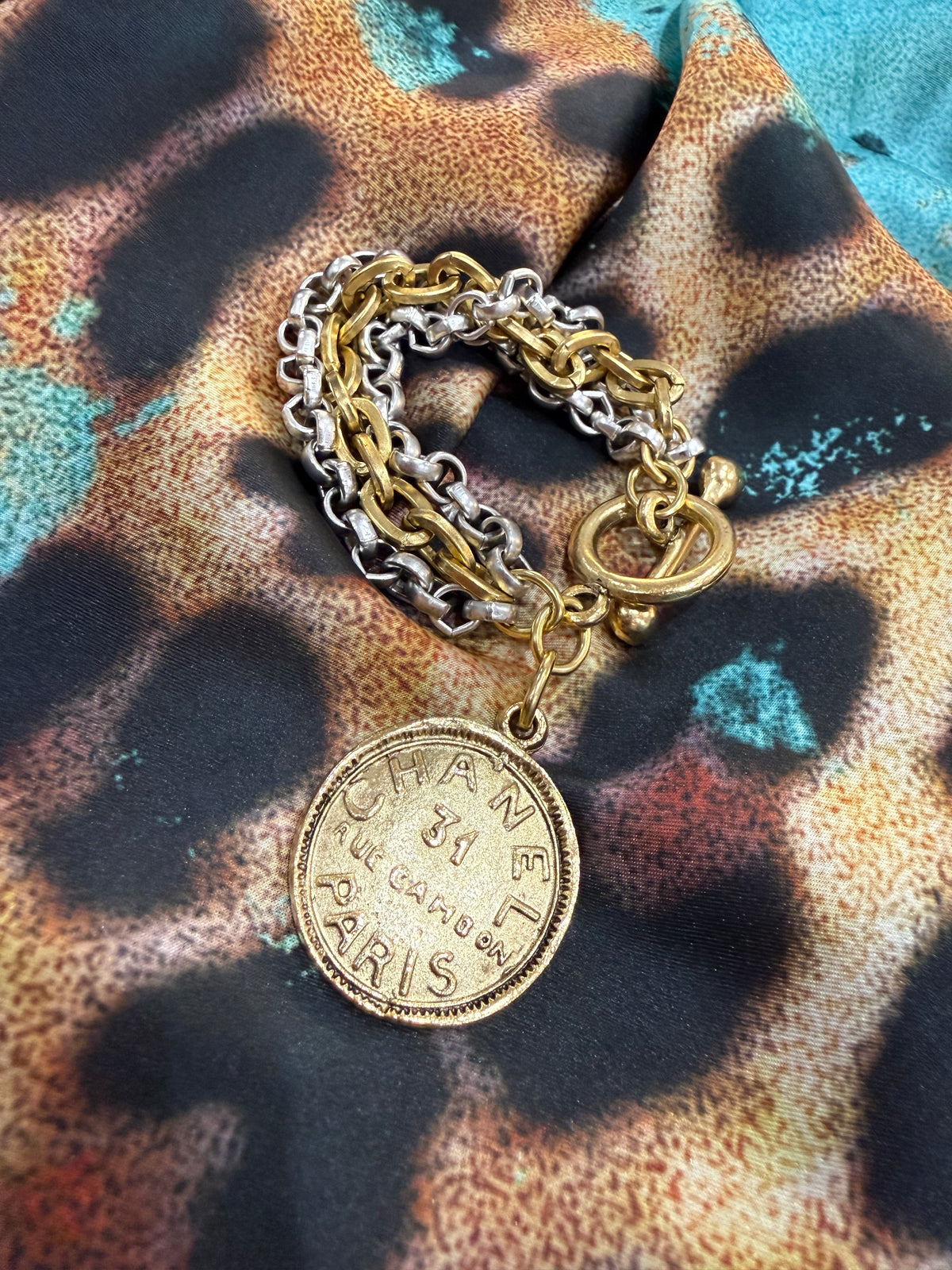 Parisian Luxe Two Tone Coin Medallion Bracelet