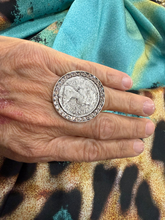 Vintage Liberty Coin Parisian Treasures Large Ring