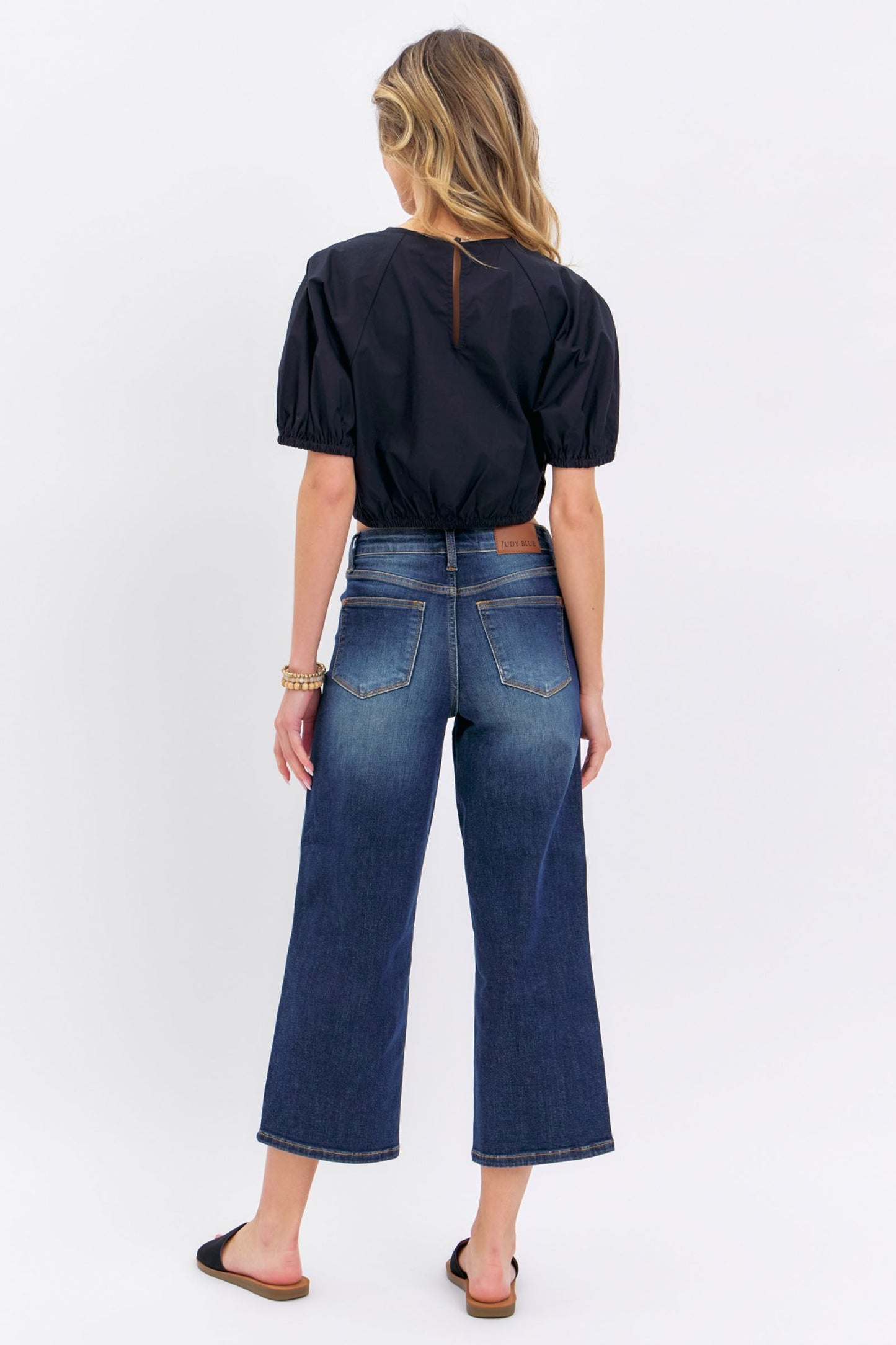 Judy Blue Mid Rise "TUMMY CONTROL" Crop Wide Leg Jeans 88876