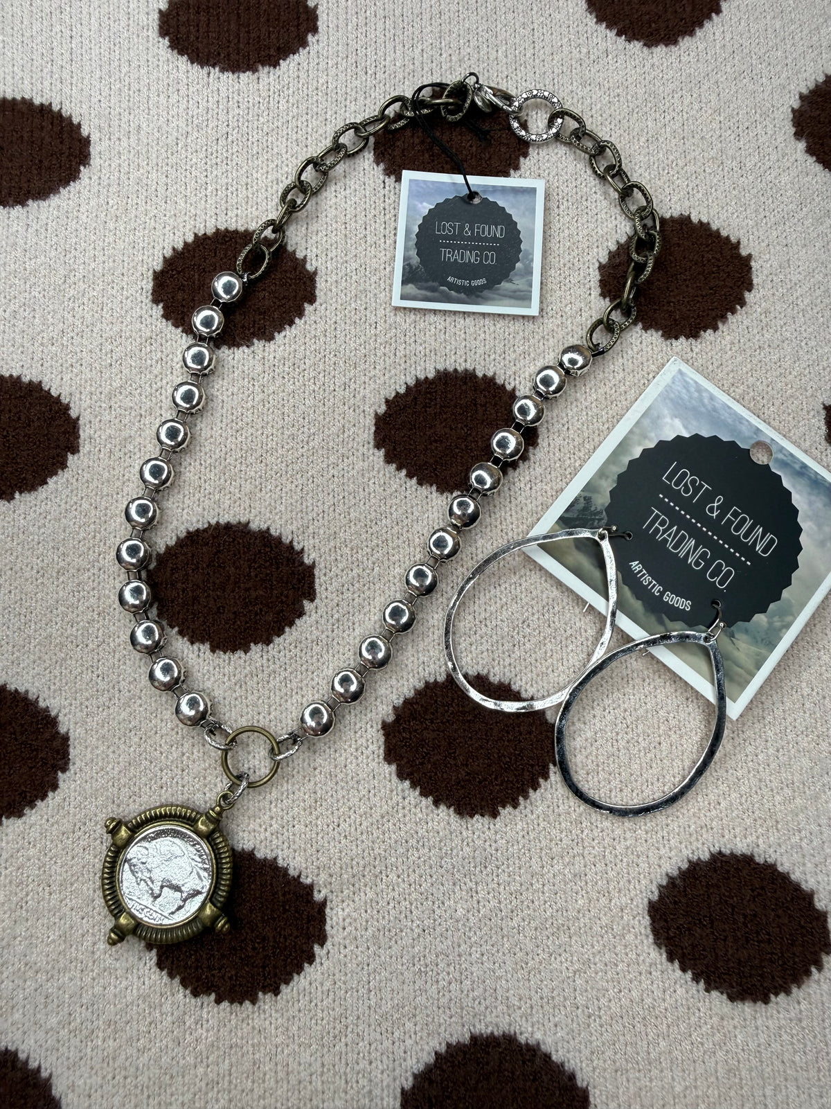 The Buffalo Coin Necklace & Earring Set