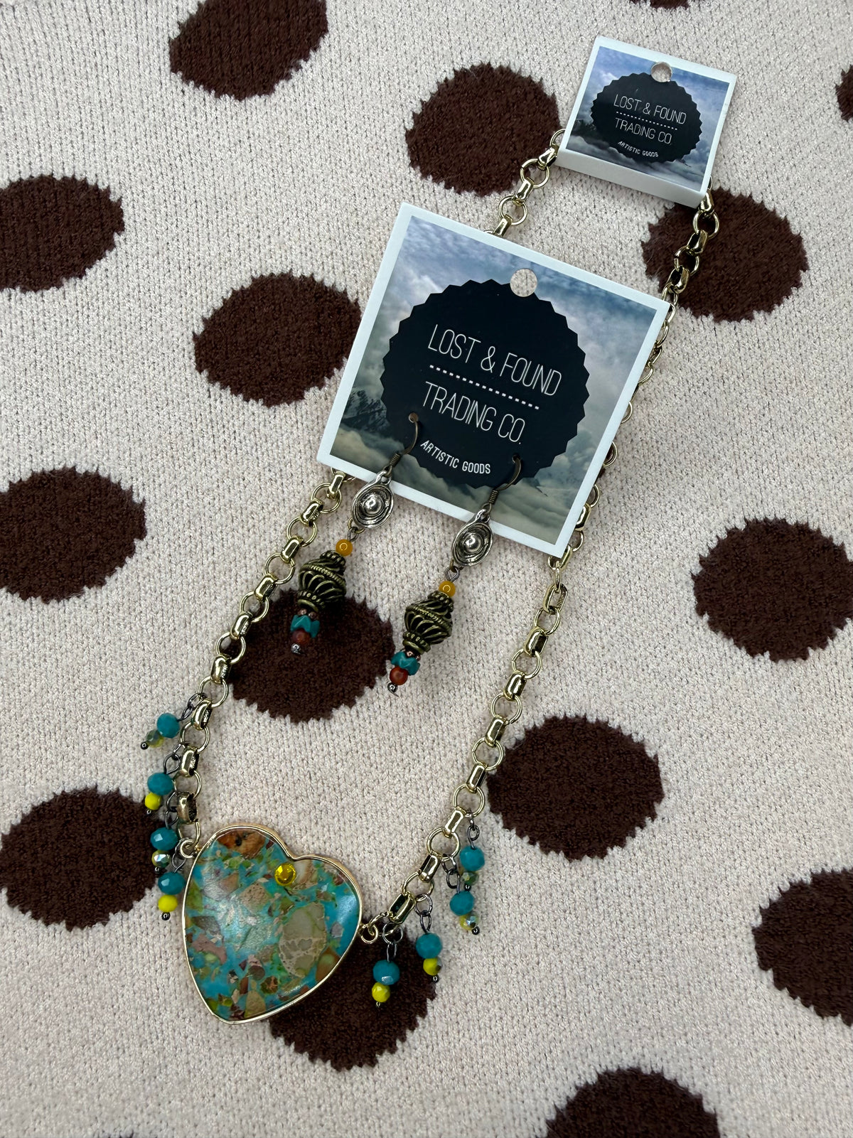 The Turquoise Heart Necklace & Earring Set