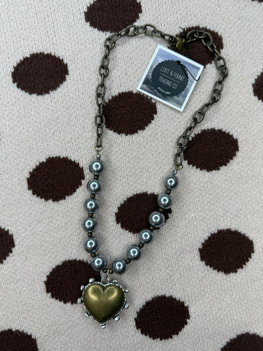 The Heart of Steel Pearl Necklace
