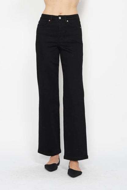 Judy Blue High Waist Tummy Control Black Classic Straight Jeans 88866