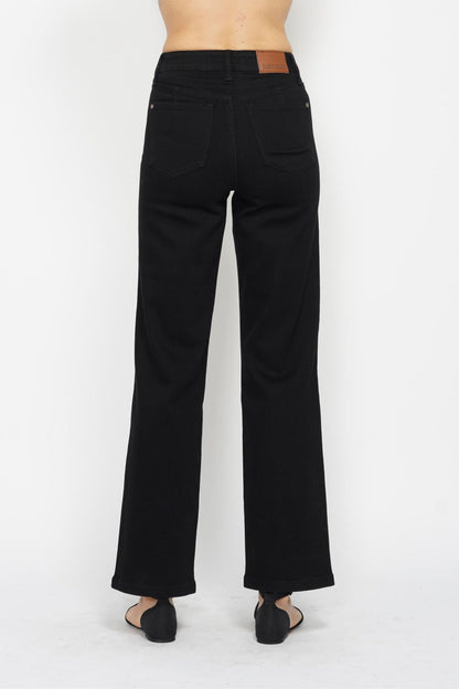 Judy Blue High Waist Tummy Control Black Classic Straight Jeans 88866