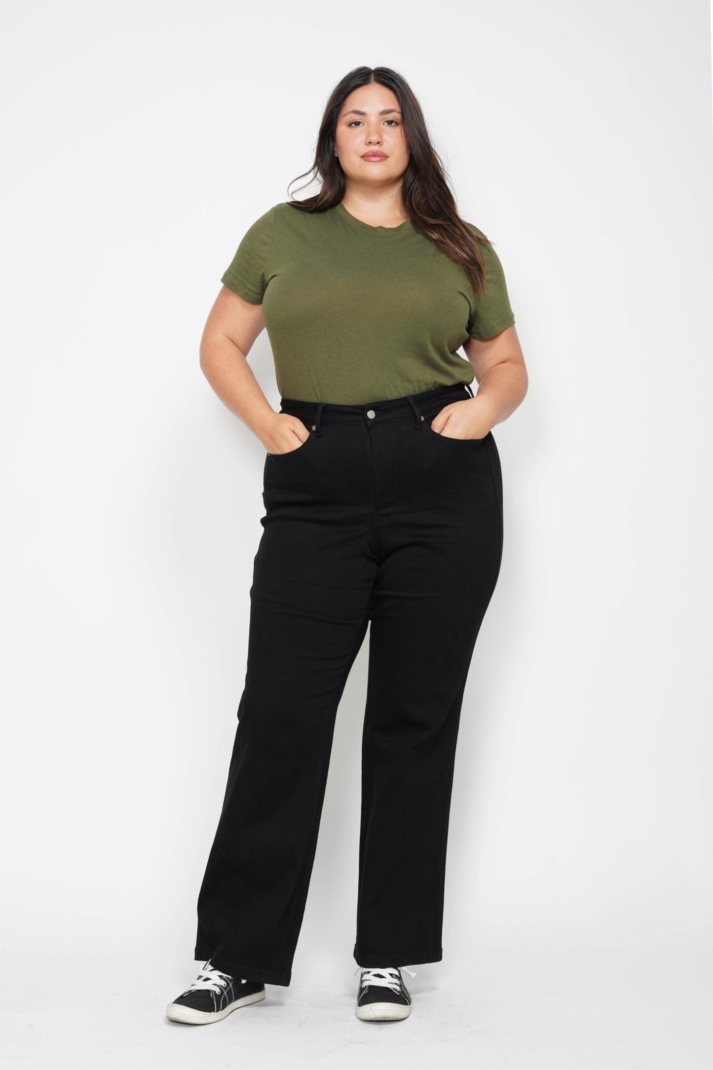 Judy Blue High Waist Tummy Control Black Classic Straight Jeans 88866