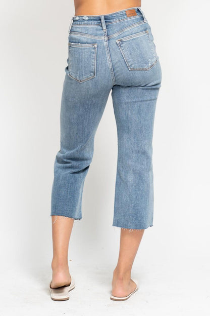 Judy Blue High Waist Destroyed Crop Wide Leg Jean 82256