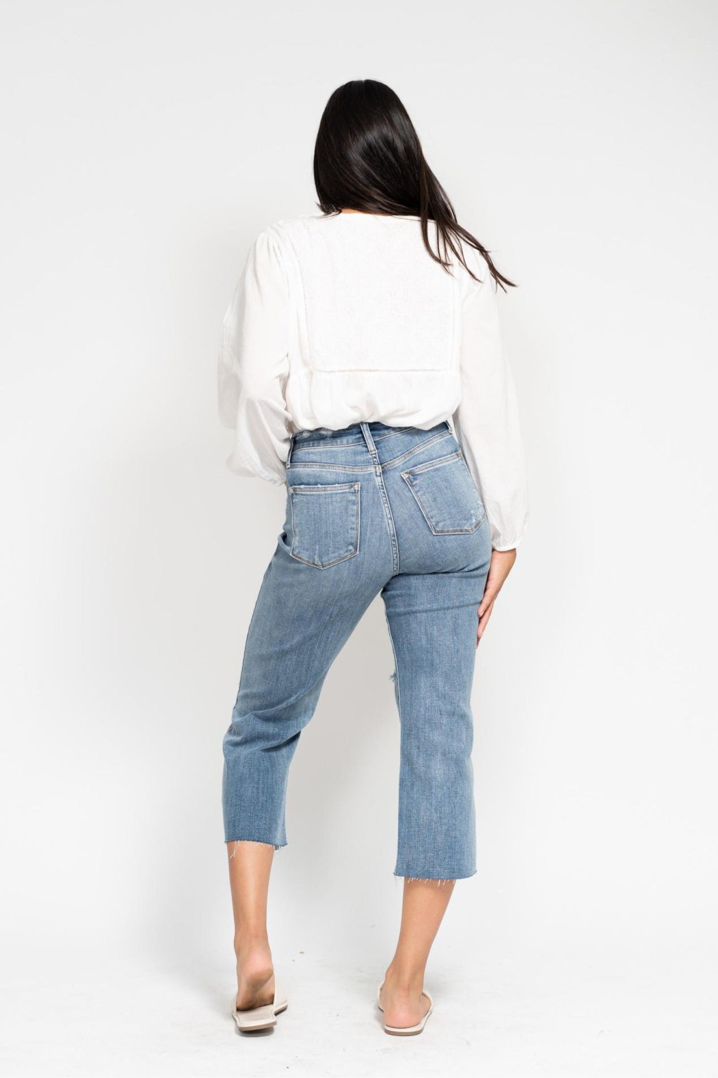 Judy Blue High Waist Destroyed Crop Wide Leg Jean 82256