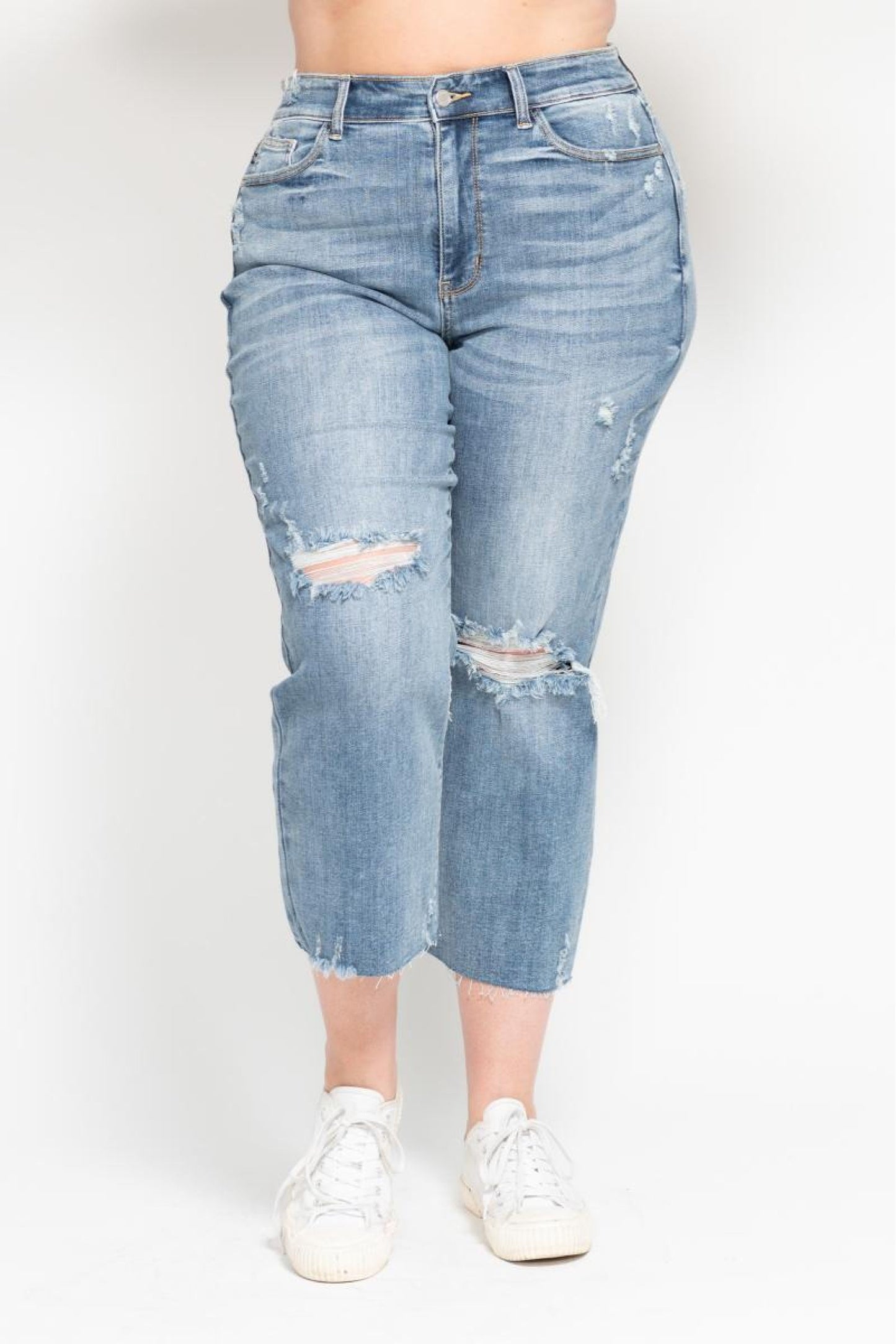 Judy Blue High Waist Destroyed Crop Wide Leg Jean 82256