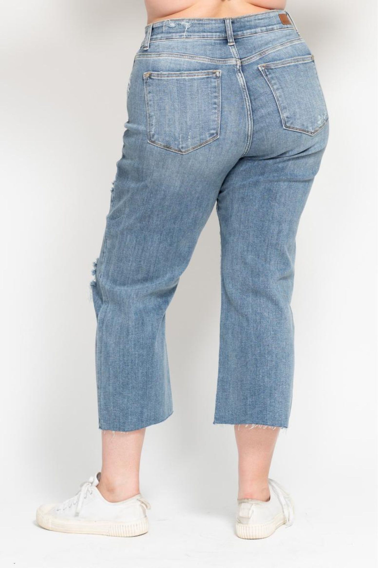 Judy Blue High Waist Destroyed Crop Wide Leg Jean 82256