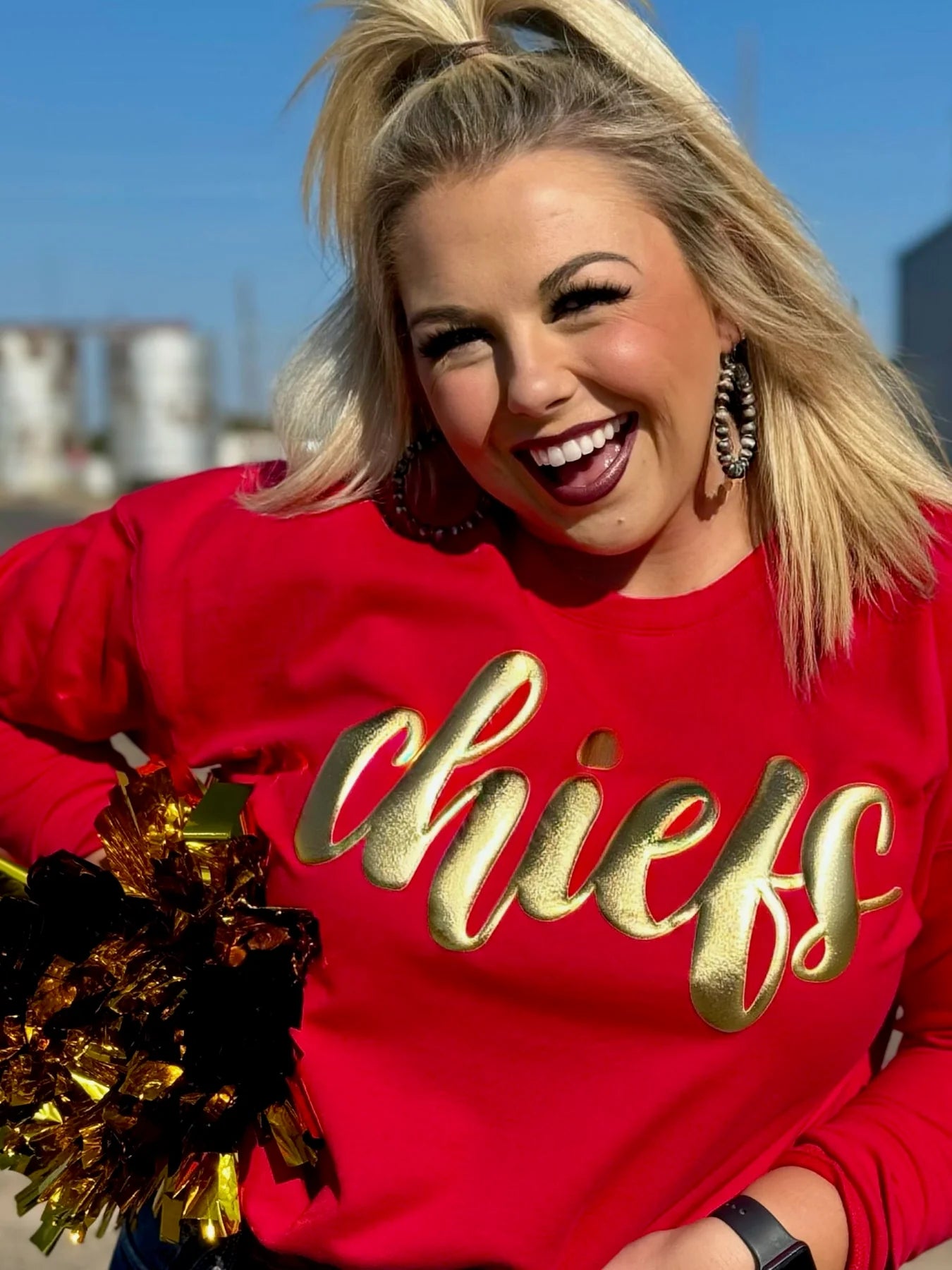 Chiefs in Metallic Gold Red Sweatshirt