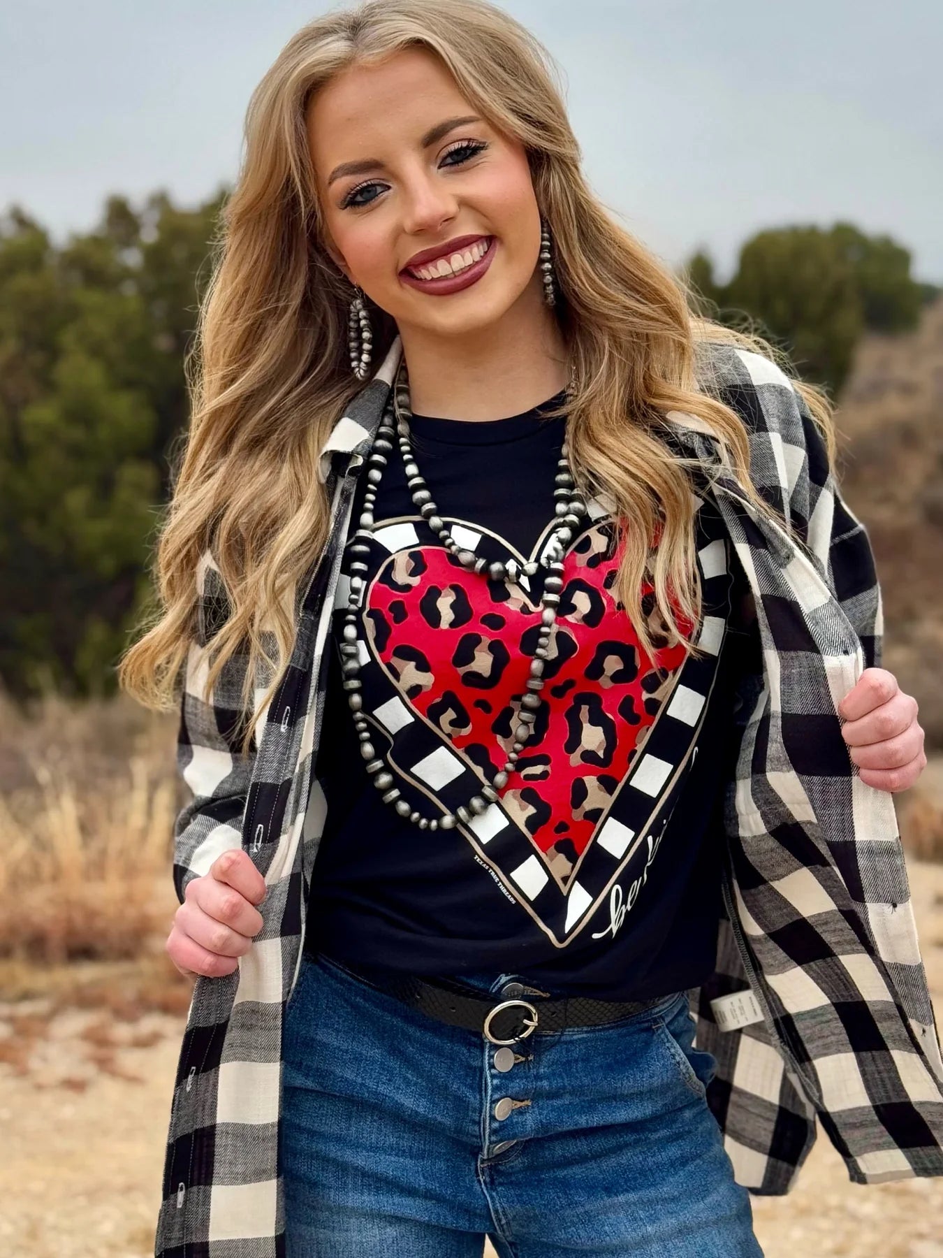 Be Kind Leopard Heart Long Sleeve Tee