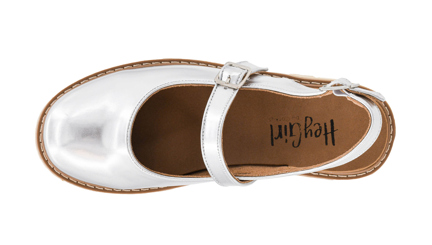 Corkys If You Say So Silver Mirror Metallic Mary Jane Sandal