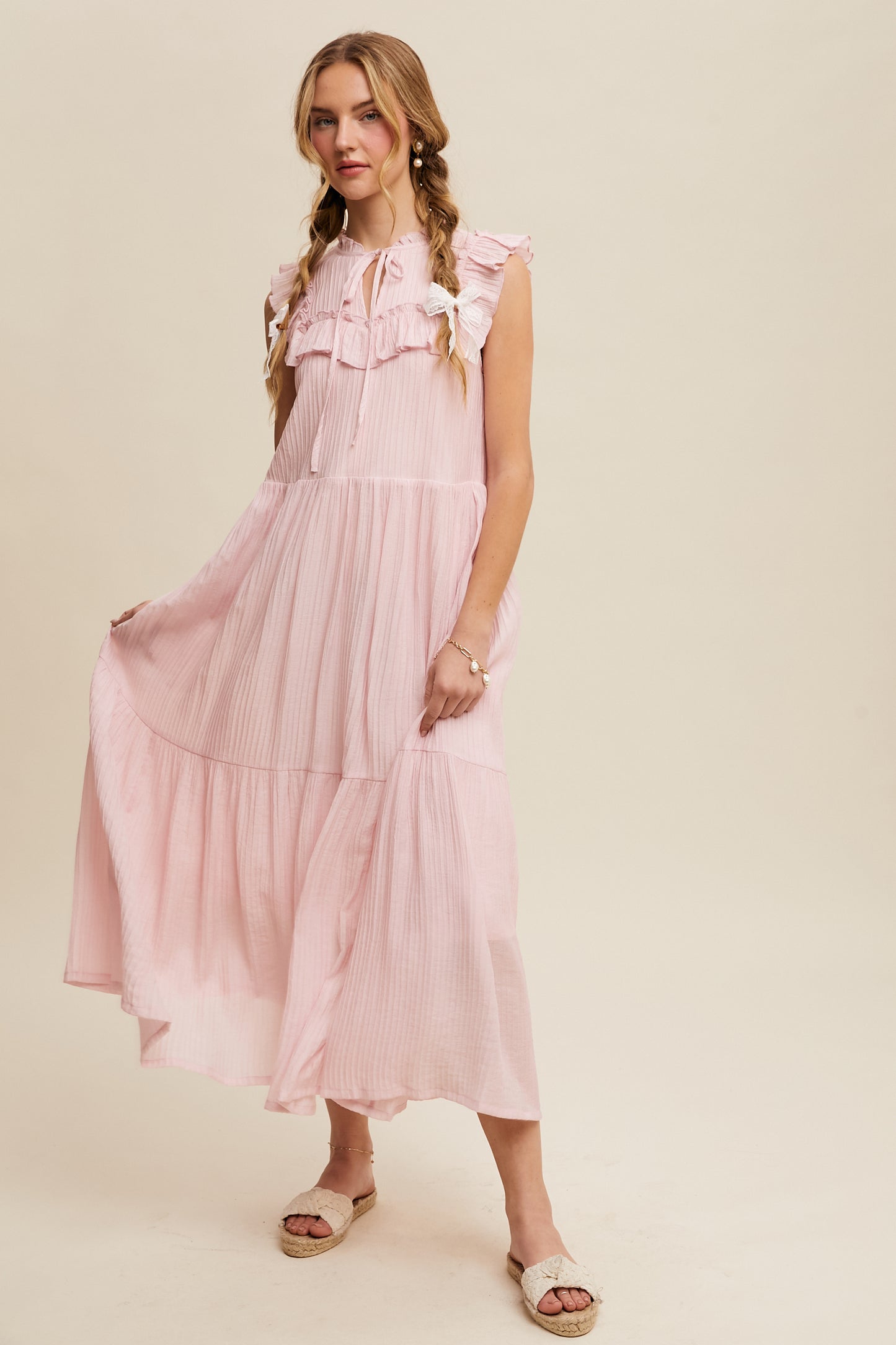 Striped Ruffle Tiered Maxi Dress