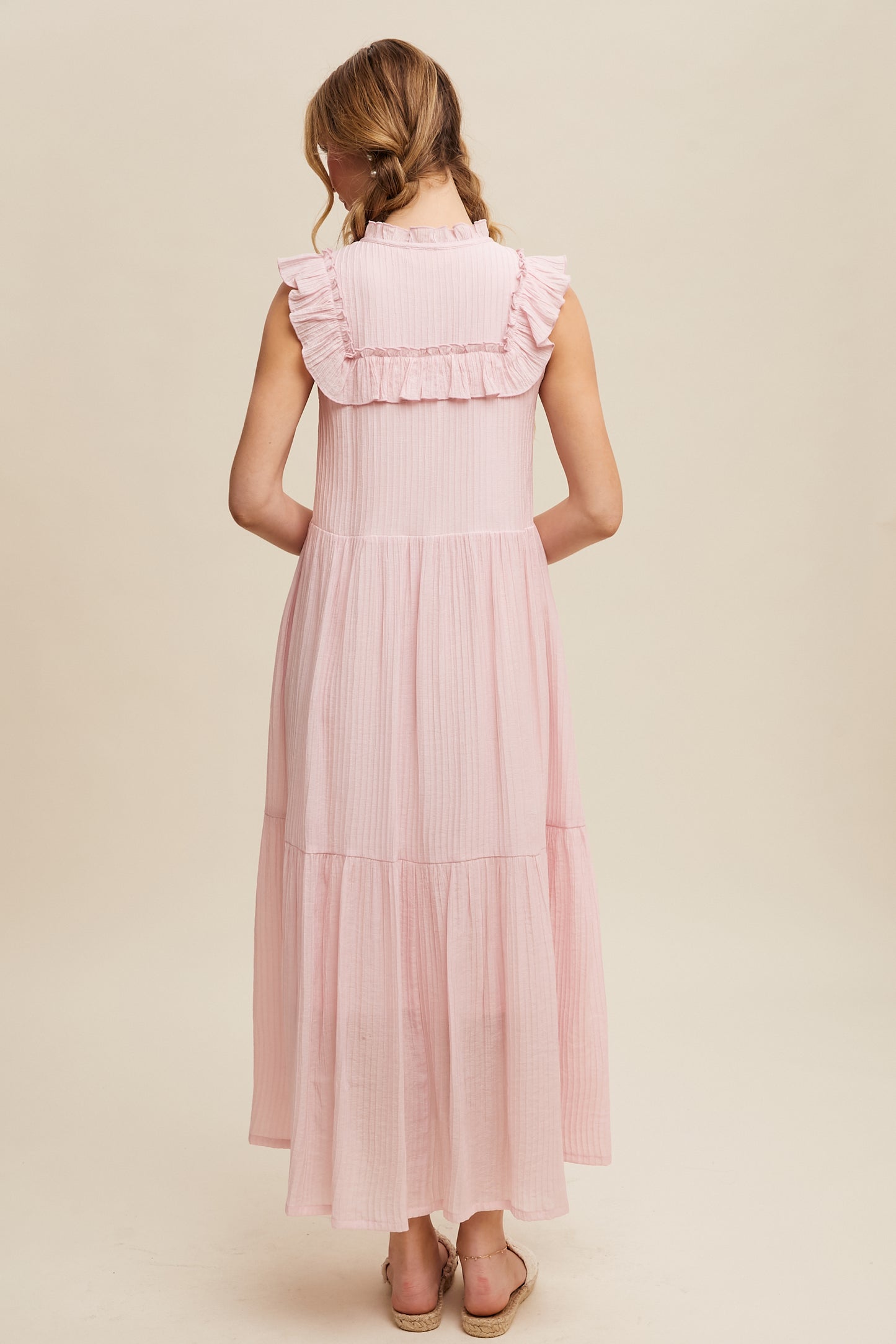 Striped Ruffle Tiered Maxi Dress