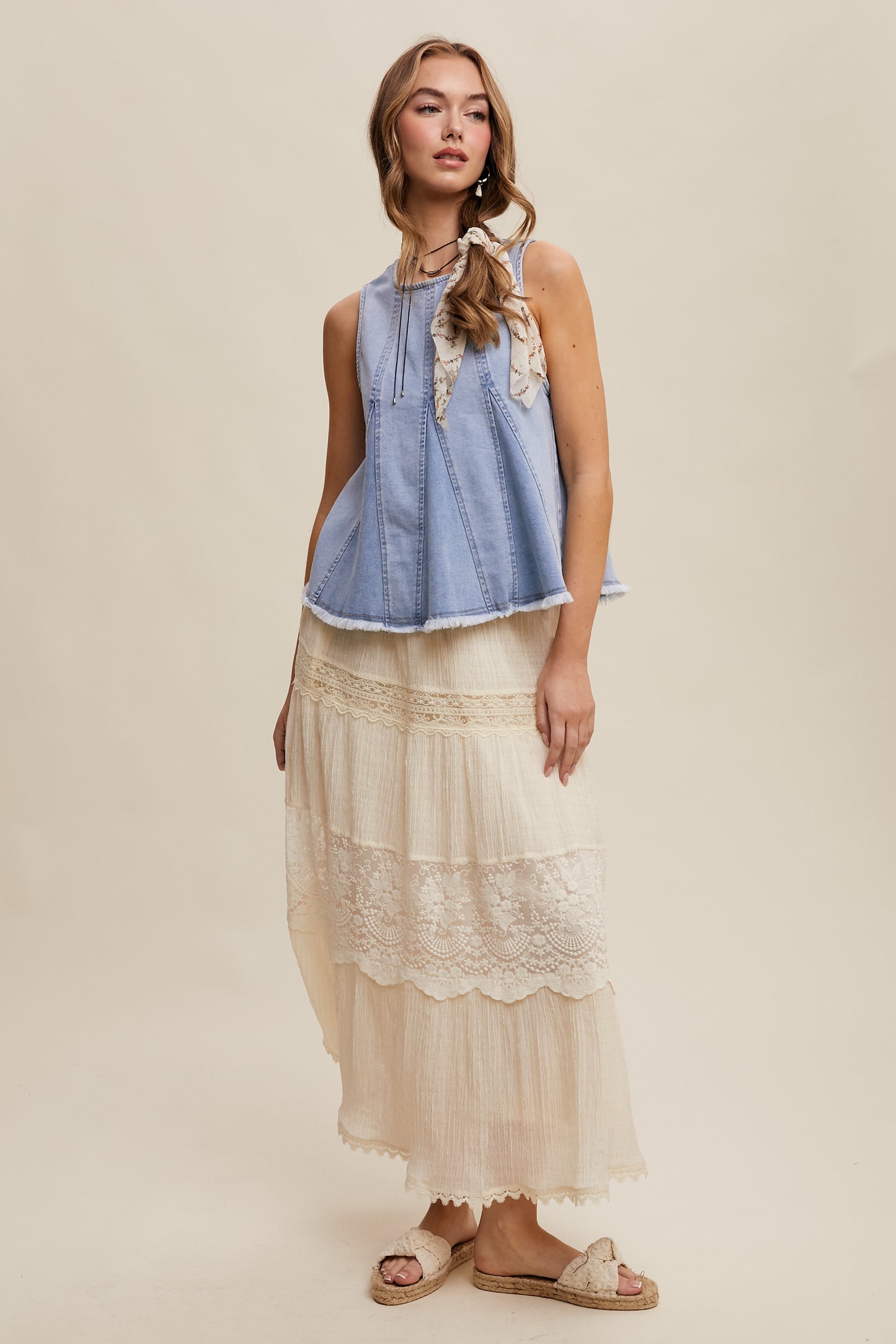 Tiered Lace Maxi Skirt