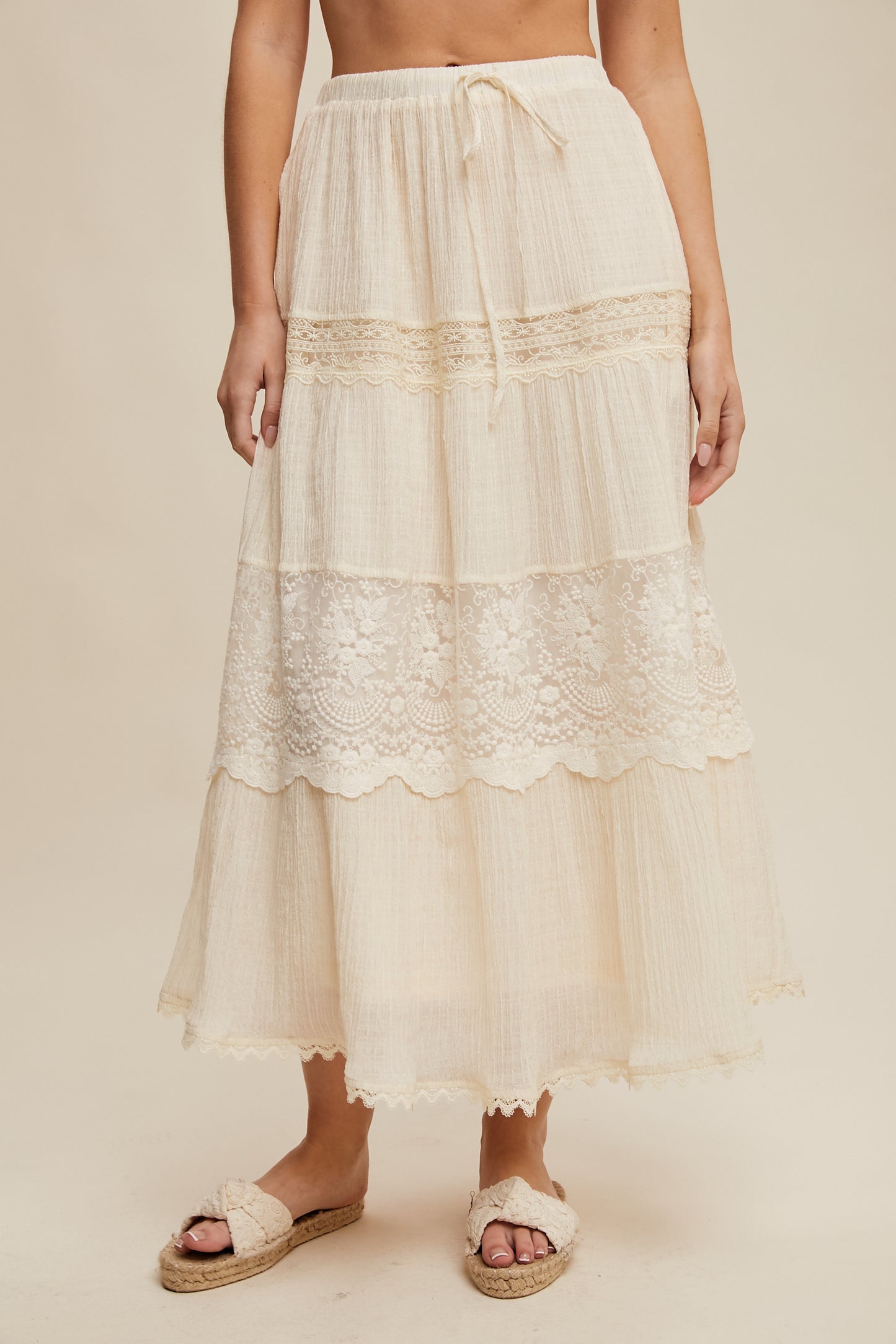 Tiered Lace Maxi Skirt