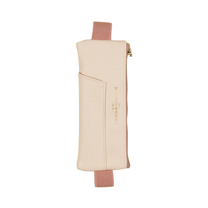 VEGAN LEATHER PEN POUCH - CREAM + TAUPE