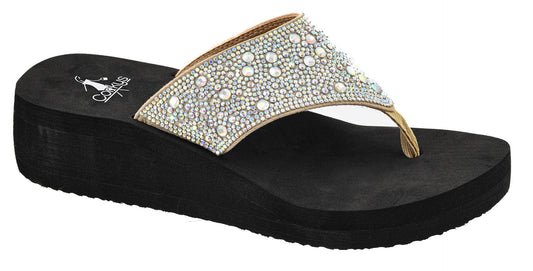 Long Time No Sea - Clear Rhinestones Corkys Sandal