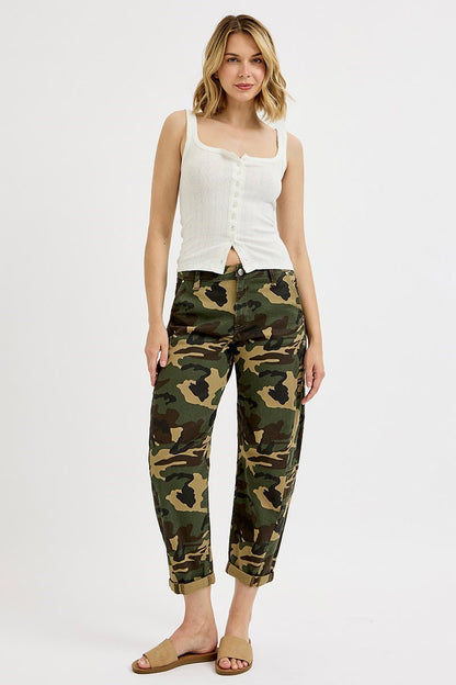 RISEN CAMOUFLAGE BARREL JEANS