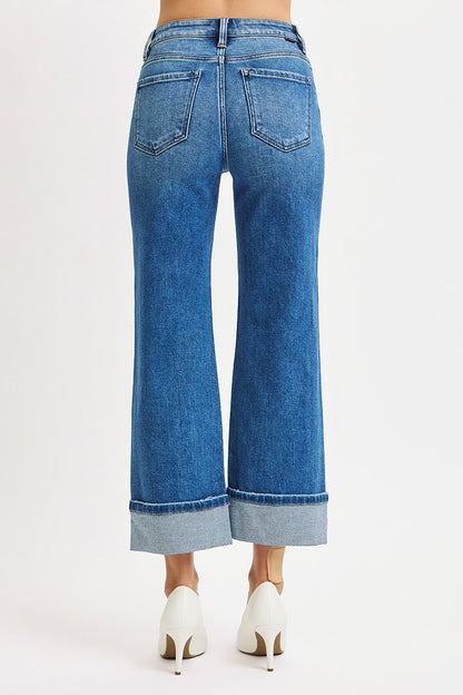 RISEN MID RISE CROP STRAIGHT CUFFED JEANS 21209