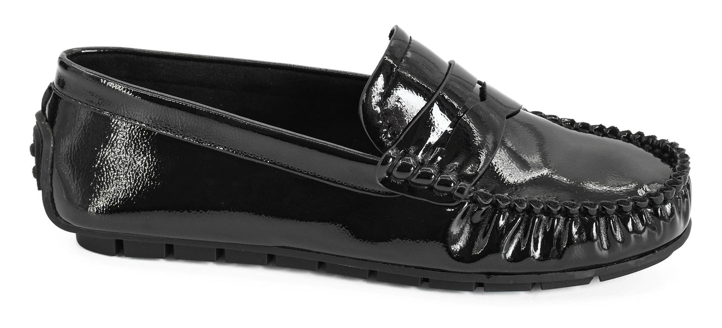 Penny For Your Thoughts Black Crinkle Patent by Corkys