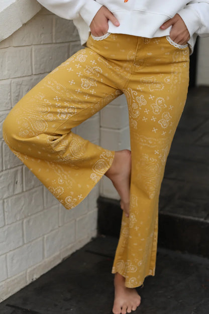 Poppy & Pine Mustard Bandana Frey Hem Denim