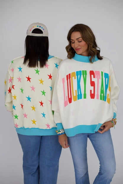 Poppy & Pine Lucky Stars 2-Sided Mock Sweatshirt