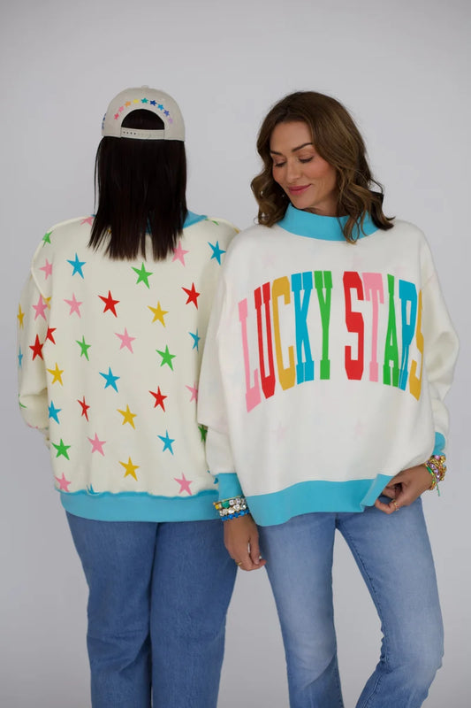 Poppy & Pine Lucky Stars 2-Sided Mock Sweatshirt