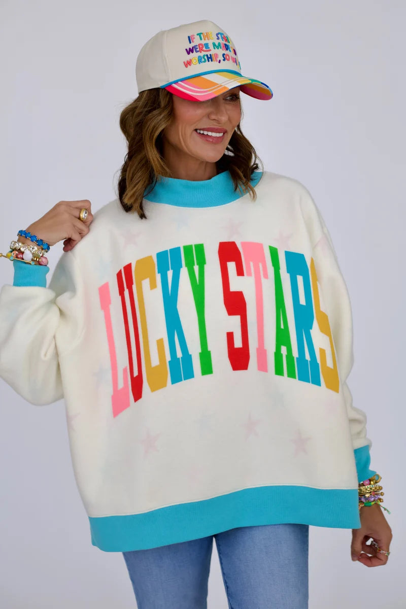 Poppy & Pine Lucky Stars 2-Sided Mock Sweatshirt
