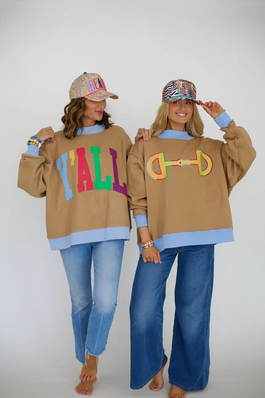 Poppy & Pine Y'ALL 2-Sided Mock Sweatshirt