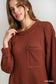 Red Brick Chunky Waffle Knit Long Sleeve Top with Side Slit