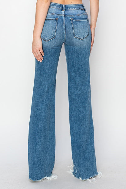 RISEN TUMMY CONTROL MID RISE WIDE JEANS 5890