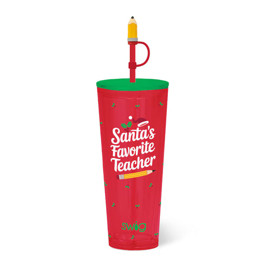 SWIG Santa's Favorite Teacher Plastic Tumbler 24oz