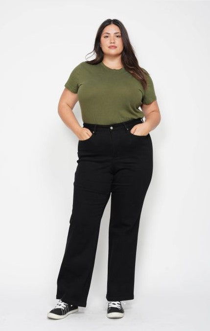 Judy Blue High Waist Tummy Control Black Classic Straight Jeans 88866