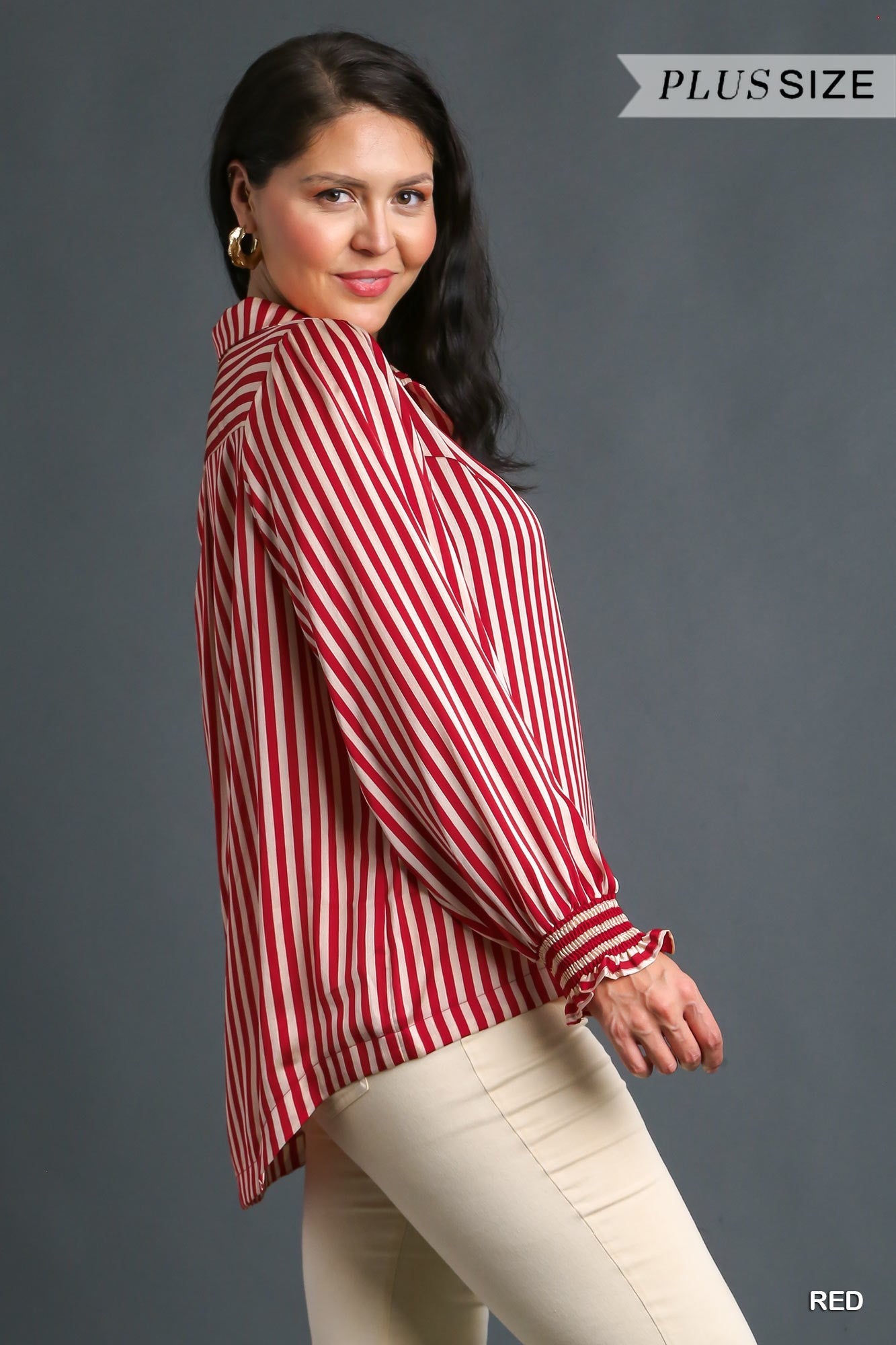 Monroe's Red Striped Blouse