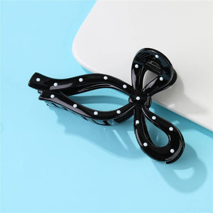 Polka Dot Bow Hair Claw Clips | 40H1094: BLACK
