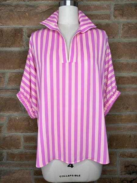 SLOAN STRIPED PINK SANGRIA BLOUSE