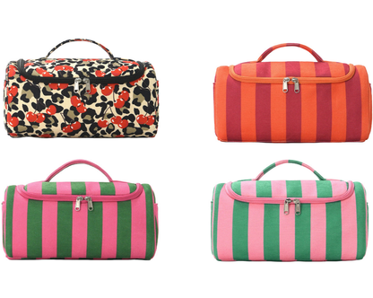 Orange Color-block Striped Hair Tool Storage Bag Travel Carry Case