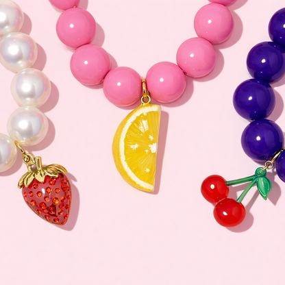 Color Bauble Sweet Fruit Lovely Necklace: Lemon
