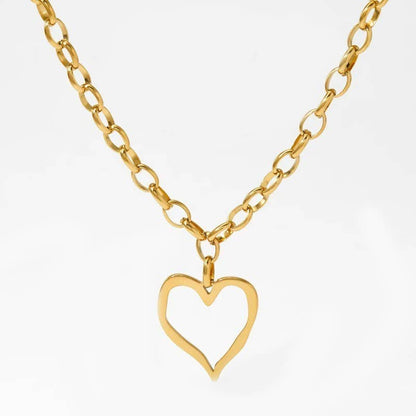 18K STAINLESS STEEL TARNISH FREE HEART NECKLACE | 40NK9564: GOLD