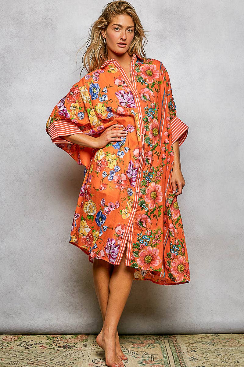 Orange Paradise Shirt Dress by POL
