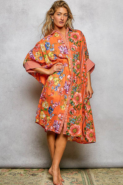 Orange Paradise Shirt Dress by POL