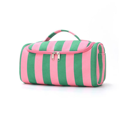 Green Rose Color-block Striped Hair Tool Storage Bag Travel Carry Case