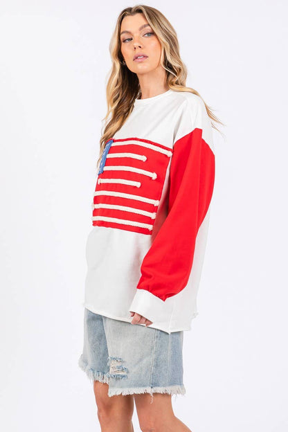 4TH OF JULY FRENCH TERRY AMERICAN FLAG SWEATSHIRT